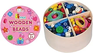 New Classic Toys 2042938 Wooden Lacing Beads Educational Perception Toy for Preschool Age Toddlers Boys Girls, Multi Color, 640 Pieces