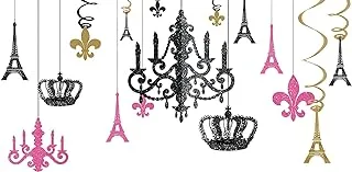 Amscan Day In Paris Glitter Chandelier Party Decorating Kit 17-Pieces, Multicolor