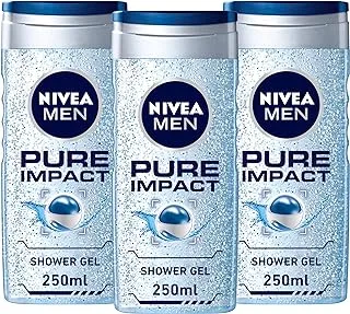 NIVEA MEN 3in1 Shower Gel, Pure Impact Fresh Scent, 3x250ml