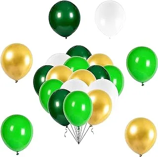 PARTY TIME - 40 Pieces Hunter Green, Mint Green, Gold and White Balloons Sets for Jungle Safari Theme Party Supplies and Wild One Birthday Decoration Balloon Garland Sets (10 Inches)