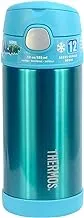 THERMOS - Funtainer Stainless Steel hydration/Straw Water bottle for Kids- Teal | Push button lid with drinking spout | Sweat-proof for dry, happy hands| 4 Years+| 355 ML