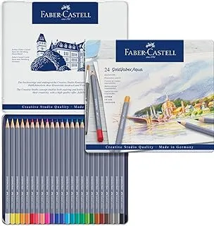 Faber Castell GOLDFABER Aqua Water Colour Pencil 24 Color In A Flat Metal Tin, Multicolor, FC114624, 24 Count (Pack of 1)