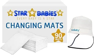 Star Babies Disposable White Changing Mat Pack of 90 with Free Hat with Shield