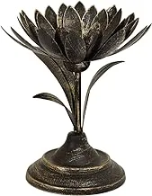 Home Town Floral Metal Black Short Candle Holder,17X12Cm