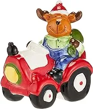 Harmony Xmas Ceramic Christmas Reindeer On The Tractor Decoration13.3 * 9 13cm