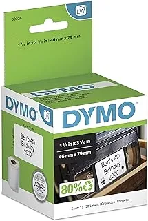 ملصقات فيديو Dymo Lw العلوية لطابعات ملصقات الملصقات ، أبيض ، 1.8 بوصة × 3.1 بوصة ، لفة واحدة من 150-30326