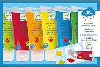 Djeco Finger Paint, 6-Tubes, Bright