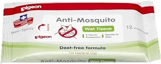 Pigeon Pigeon, Anti-mosquito Wet Tissue, Deet-free Formula, Up to 6 Hours Protection, 12 Sheets