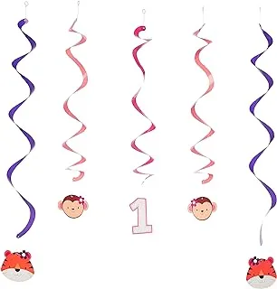 Creative Converting One is Fun Girl Dizzy Danglers Assorted 5-Piece, 30-inch Length