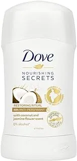 DOVE Nourishing Secrets Antiperspirant Stick Deodorant Stick ، ​​مع ¼ كريم مرطب ، جوز الهند والياسمين ، حماية ضد التعرق لمدة 48 ساعة ، 40 جرام