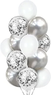 DUBEDAT White Chrome Silver Confetti Balloons Bouquet 24PCs for Wedding Bridal Shower Birthday Party Baby Decoration, One Size