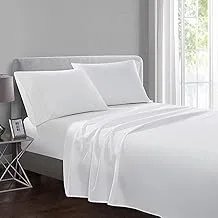 Hotel Linen Klub DEYARCO Hotel Linen Double Bed Sheet 1PC - 350TC 100% Long Staple Cotton Sateen Weave , Luxurious and Supersoft Quality, Size: Flat Sheet 230 x 280cm, PLAIN WHITE