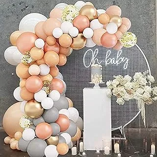 PARTY TIME - Balloons Garland Arch Kit 128 pieces for Baby Shower, Oh Baby, Birthday, Wedding Celebration Peach Pastel Orange Rose Gold Confetti Latex Balloons Fits Any Occasion