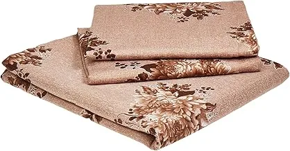 Swayam Zinnia Collection Flat Queen Bedsheet Set, Brown, 240 x 270 cm, QF15007