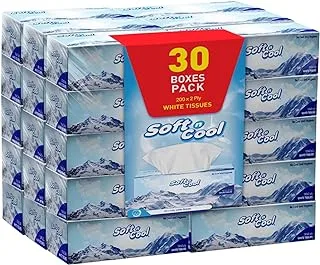 Soft N Cool Soft Facial Tissue 200 Sheets 2 Ply ,5 Boxes X 6 Outer Sterilized Tissue , 30 Boxes