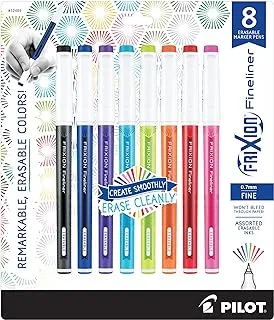 Pilot Frixion Fineliner Erasable Marker Pens, Fine Point, Assorted Color Inks, 8-Pack (12484)