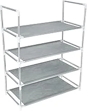 Delcasa 4 Tier Shoe Rack, Easy to Move &Space Saving, Grey DC2003 Modern Design, More Storage Space, Iron and Non Woven Fabric Easy to Assemble, Organize up to 18 Pairs