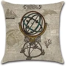 Rishahome Sailor Globe Printed Cushion Cover 45X45 Cm