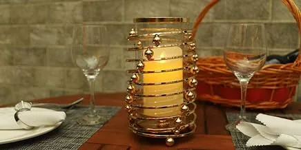 YATAI Fancy Gold Metal & Glass Candle Holder in Swirl Design For Wedding Party Living Room Side Tables Home Decor Accents – Votive LED Candle Holders – Tealight Candle Holder