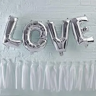 Ginger Ray Love Balloon Bunting, Silver