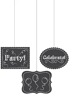 Creative Converting Party! Celebrate! And Balloons Chalkboard Decoration Hanging Cutouts 3 Pieces