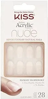 Kiss Salon Acrylic Nude French Nails Kan06, White, 28 Pieces