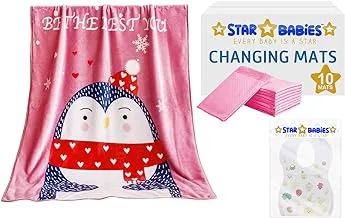 Star Babies Kids Plush Blanket + Disposable Changing Mats, Piece Of 10