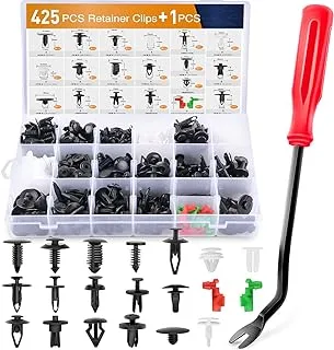 Gooacc 425 Pcs Car Body Retainer Clips Set Tailgate Handle Rod Clip & Fastener Remover - 19 Most Popular Sizes Auto Push Pin Rivets -Door Trim Panel For gm Ford Toyota Honda Chrysler