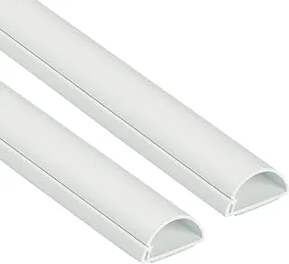 Royal Apex 1 Meter White Floor PVC Trunking With Self Adhesive Red Sticker Wall Cord Cover Cable Concealer On-Wall Wire Cover Paintable Cable Management - Pack of 2 (14x48MM, White)