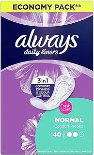 Always Daily Liners Comfort Protect With Fresh Scent Normal 40pcs