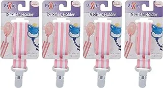 Pixie Combo Pack Pacifier Holder Pink Stripe Print (Pack Of 4)