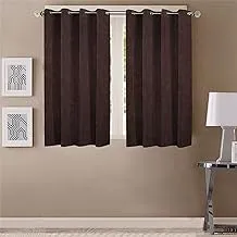 Queenzliving Polyester Solid Curtain, Brown, Coffee, 5 feet, Pack Of 2