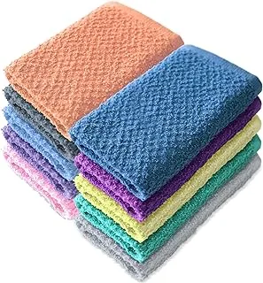 Hotel Linen Klub DEYARCO Princess 100% Cotton Terry Wash Cloth 10 Pieces Set, Super Soft Quick Dry Highly Absorbent, Size: 30 x 30cm ,Multicolor