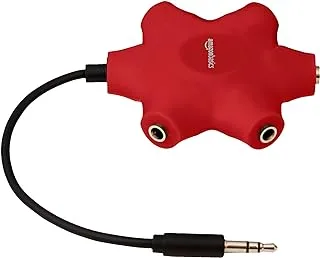 AmazonBasics 5-Way Multi Headphone Audio Splitter Connector, Red