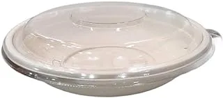 SNH ECO Friendly Bagasse Round Beige Bowls 24 Oz With Lid - Restaurant Carryout Lunch Meal Takeout Storage Food Service - 25 Pieces.