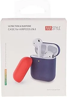 AhaStyle Two Toned Silicone Case for Airpods - Navy Blue/Red