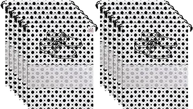 Fun Homes Polka Dots Print 12 Piece Non Woven Travel Shoe Cover, String Bag Organizer (Black & White)