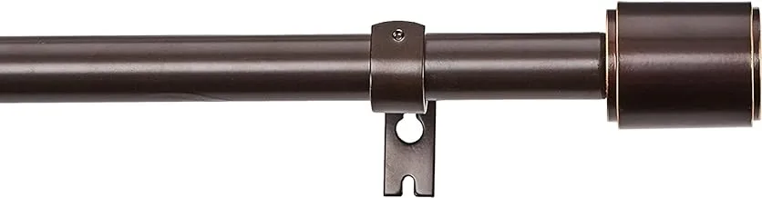 Amazon Basics 1-Inch Wall Curtain Rod with Cap Finials - 36 to 72 Inch, Dark Bronze (Espresso)