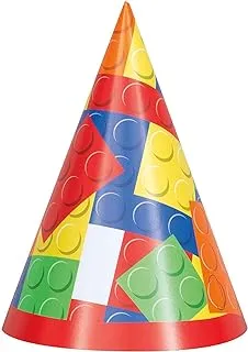 Unique Party 58241 - Building Blocks Birthday Party Hats, Pack of 8