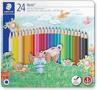 أقلام تلوين من Staedtler Noris Club 145 CM24 في علبة تصميم القلعة - ألوان متنوعة (عبوة من 24)