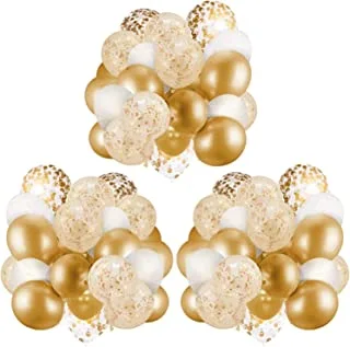 Dzman 80 Pack Gold Balloons With Confetti Balloon Latex Golden White And 12 Inch Clear