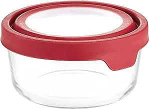 Anchor Hocking 91845 Medium Trueseal Round Storage Jar With Lid, Red