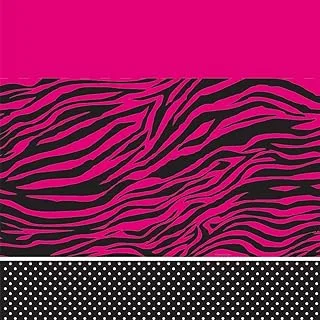 Creative Converting Pink Zebra Boutique Plastic Tablecover, 108-Inch Length X 54-Inch Width