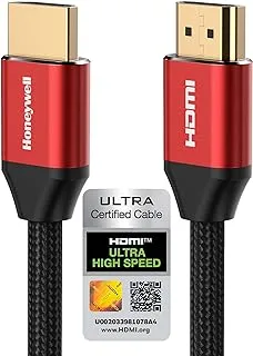 Honeywell HDMI Cable 2.1 with Ethernet, 8k@60Hz, 4K@120Hz UHD Resolution, 2 Mtr(6.6ft), 48 GBPS Transmission Ultra High Speed, Dolby DTS, eARC, 3D,Male-to-Male,Compatible with All HDMI-Enabled Devices