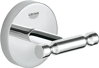 GROHE BauCosmopolitan Double Robe Hook | Bathroom Wall Mounted Shower Towel Hanger | Metal | Concealed Fastening | Durable Sparkling Sheen | Chrome | 40461001