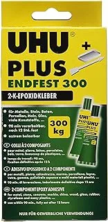 Uhu Plus Endfest 300, Universal Extremely Strong (Upto 300Kg/cm²) 2 Component Epoxy Adhesive For Industry, Diy, Repair, 163G, Transparent