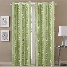 Queenzliving Secret Linen Curtain, Door 7 Feet- Pack Of 2, Green