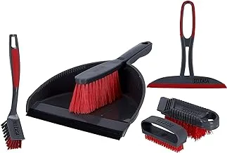 Delcasa DC1617 6Pcs Floor Cleaning Set with Dust Pan, Hard Brush, Soft Brush, Cleaning Brush, Squeegee Portable Lightweight Brush with Comfortable Handle, multi colour