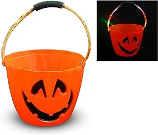 Party Magic Pumpkin Bucket With Flashing Light 6871, Black, Orange, 90448