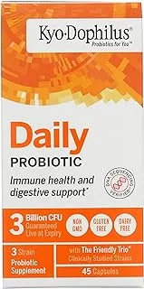 Kyolic Kyo-Dophilus Daily Probiotic ، دعم المناعة والجهاز الهضمي ، 45 كبسولة